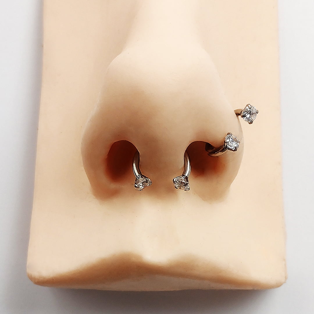 Piercing nostril nariz helix ferradura Aço Cirúrgico com Zircônia - 6mm e  8mm