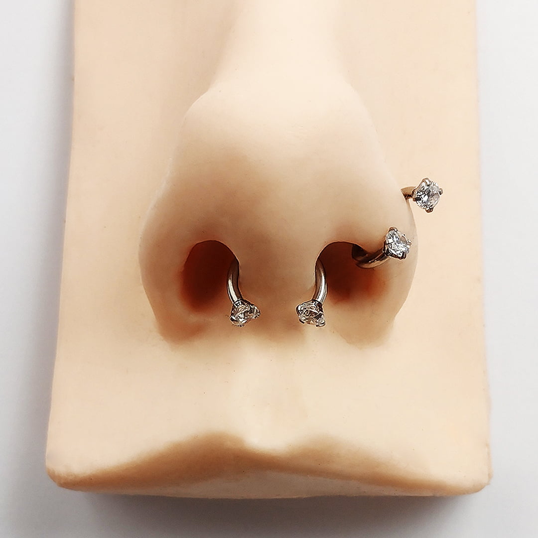 Piercing Ferradura Fina Nariz Aço Cirúrgico Pvd Zirconia