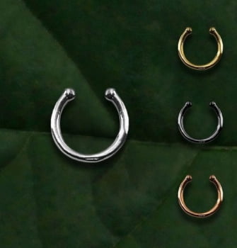 Piercing Argolinha Nariz Septo Falso Fake Preto Prata Dourado Aço Inox -  VISUJÓIAS