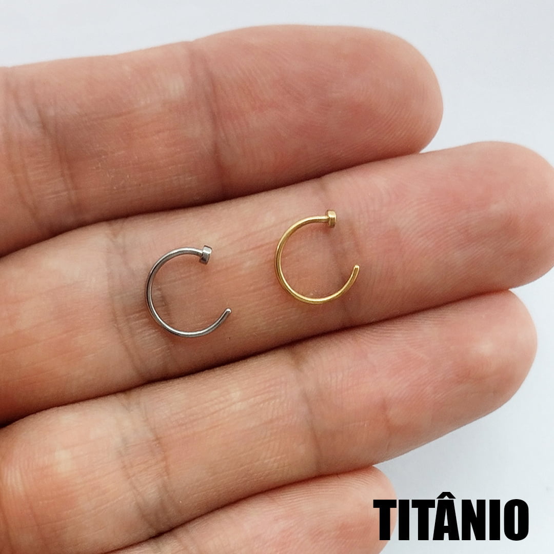 Piercing Titânio Nariz D Ring Fininho 0.8mm