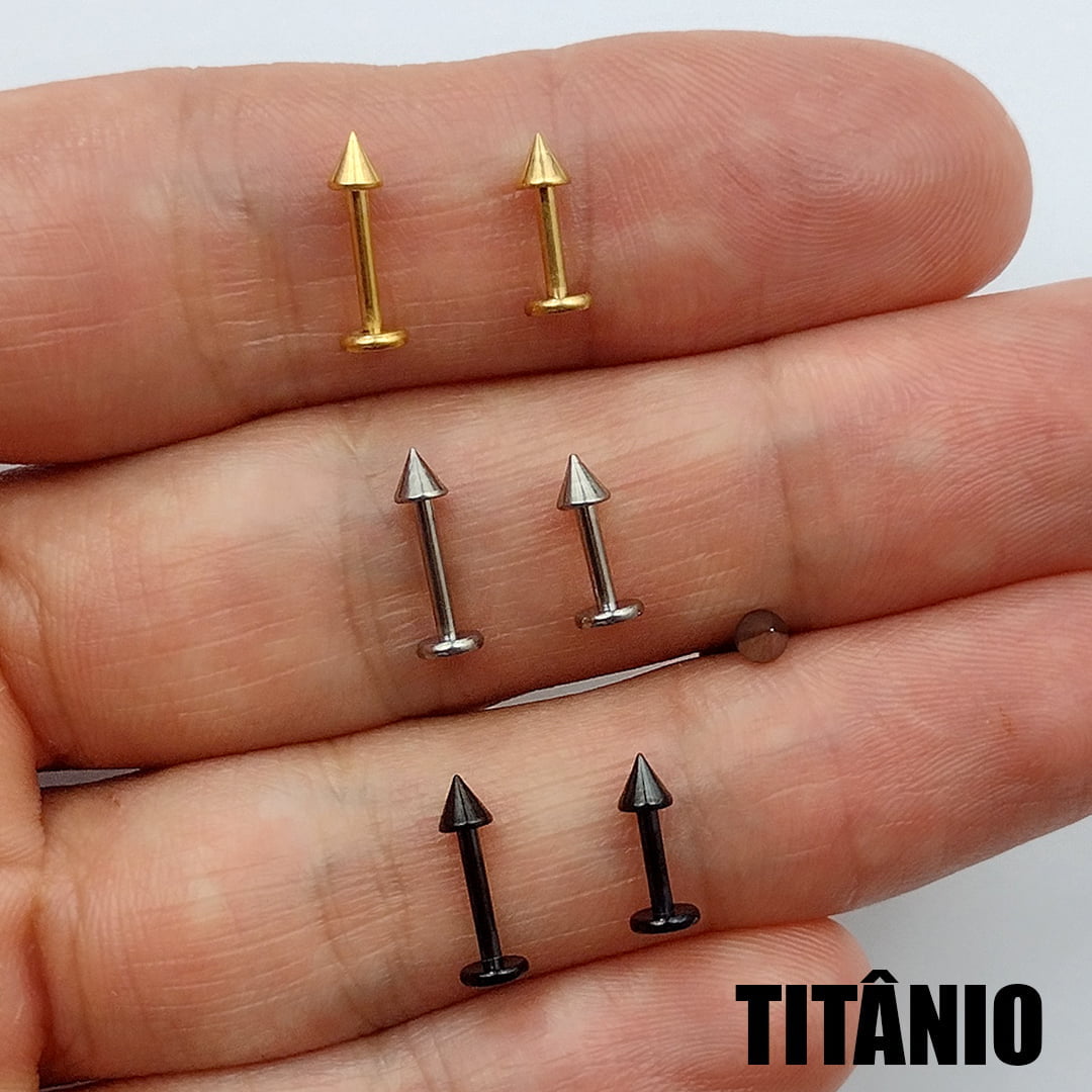 Piercing Orelha Nariz Tragus Labret Spike Titânio PIFU162