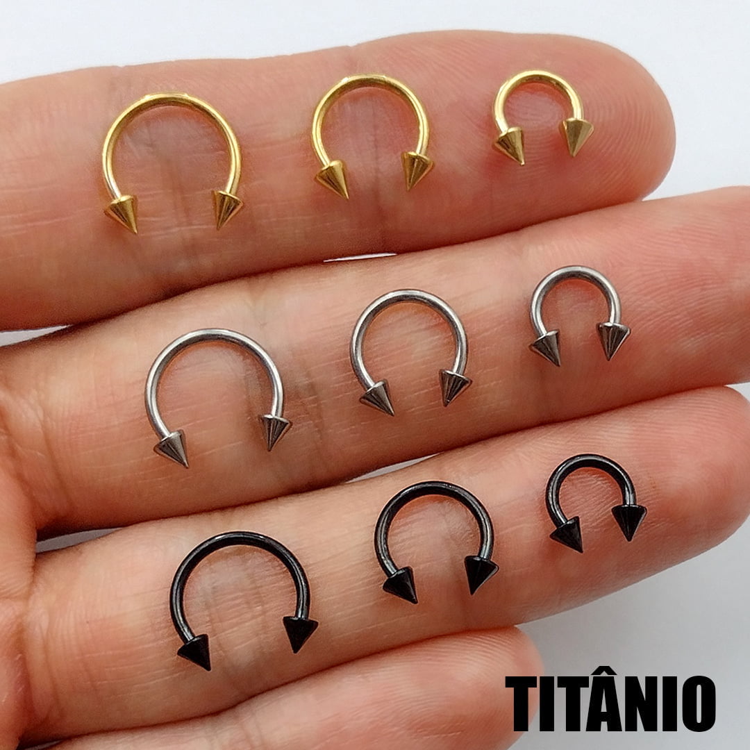 Piercing Sobrancelha Titânio Dourado Antialérgico