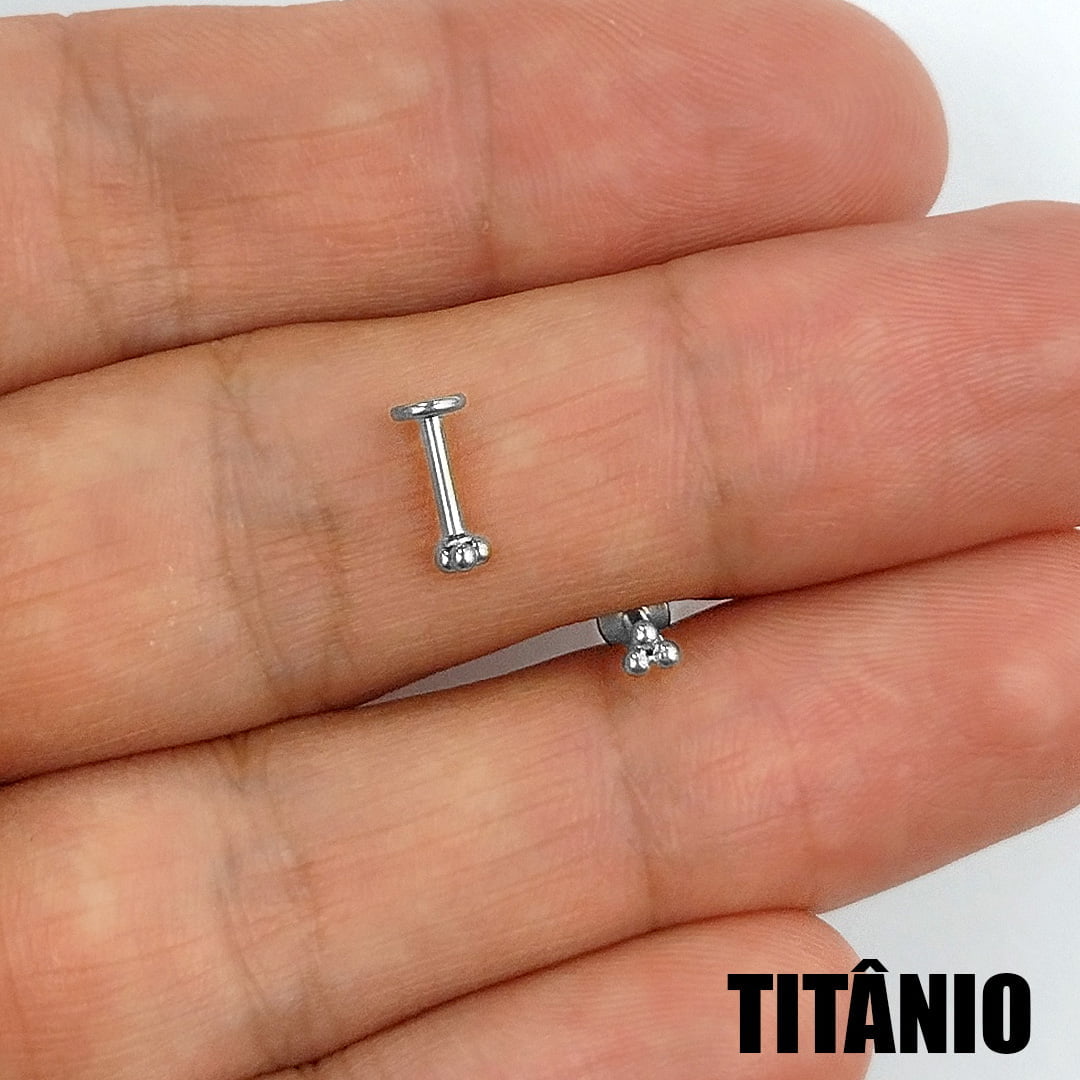 Piercing Orelha Nariz Tragus Labret Trinity Esferas Titânio PIFU191